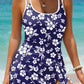 Sky Blue Crossed Back Floral Print swim dress