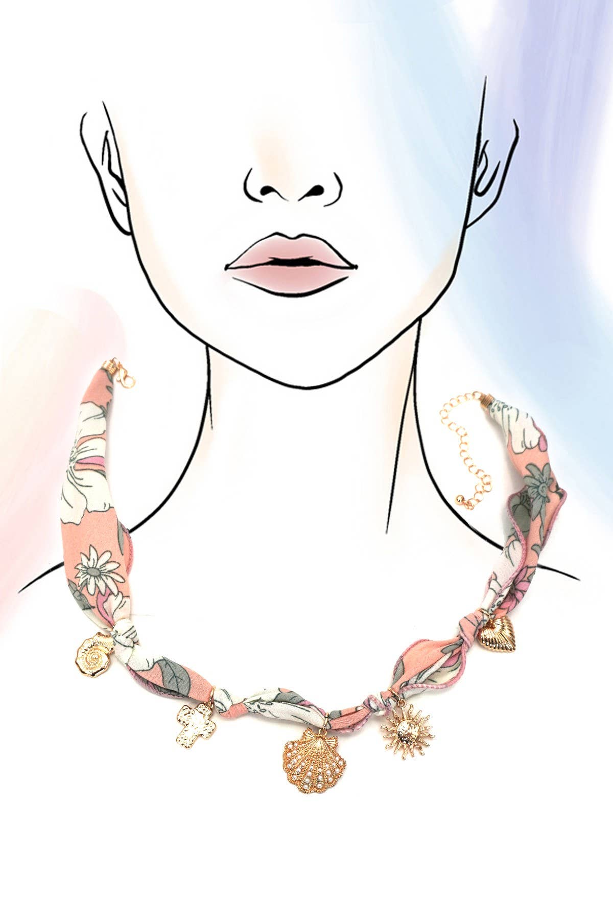 SCARF CHARM NECKLACE-SEASHELL