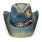 Yellow Star Western Usa Accent Cowboy Hat: BLUE