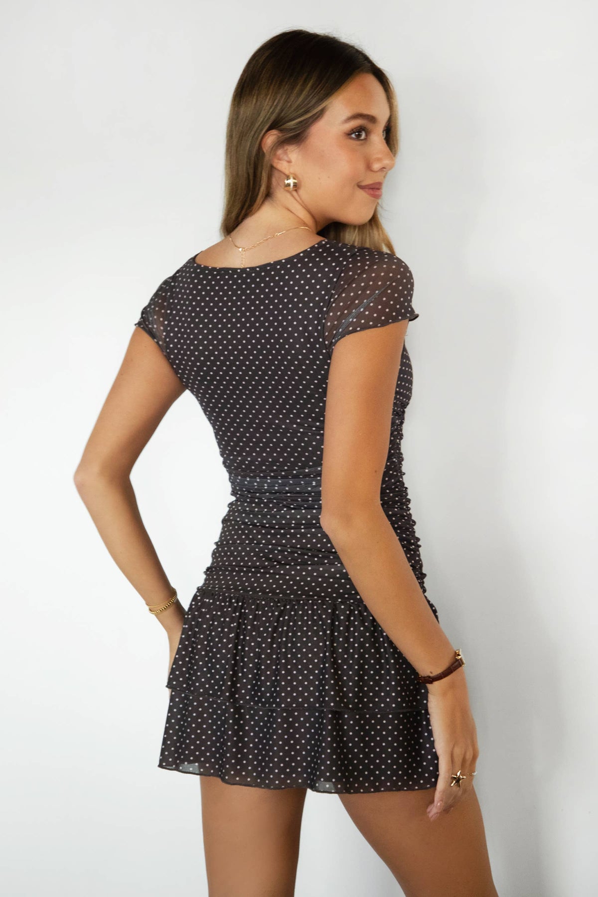 Polka Dot Deep Mini Dress