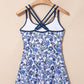 Sky Blue Crossed Back Floral Print swim dress