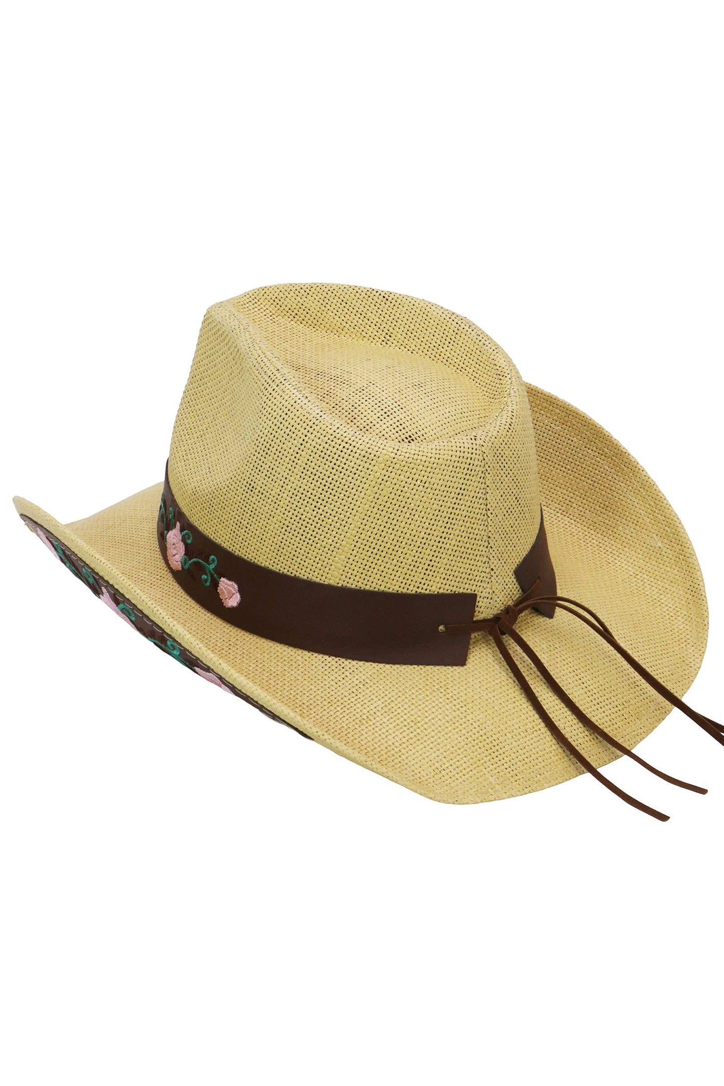 Pink Rose Concho Belt Embroidered Cowgirl Hat