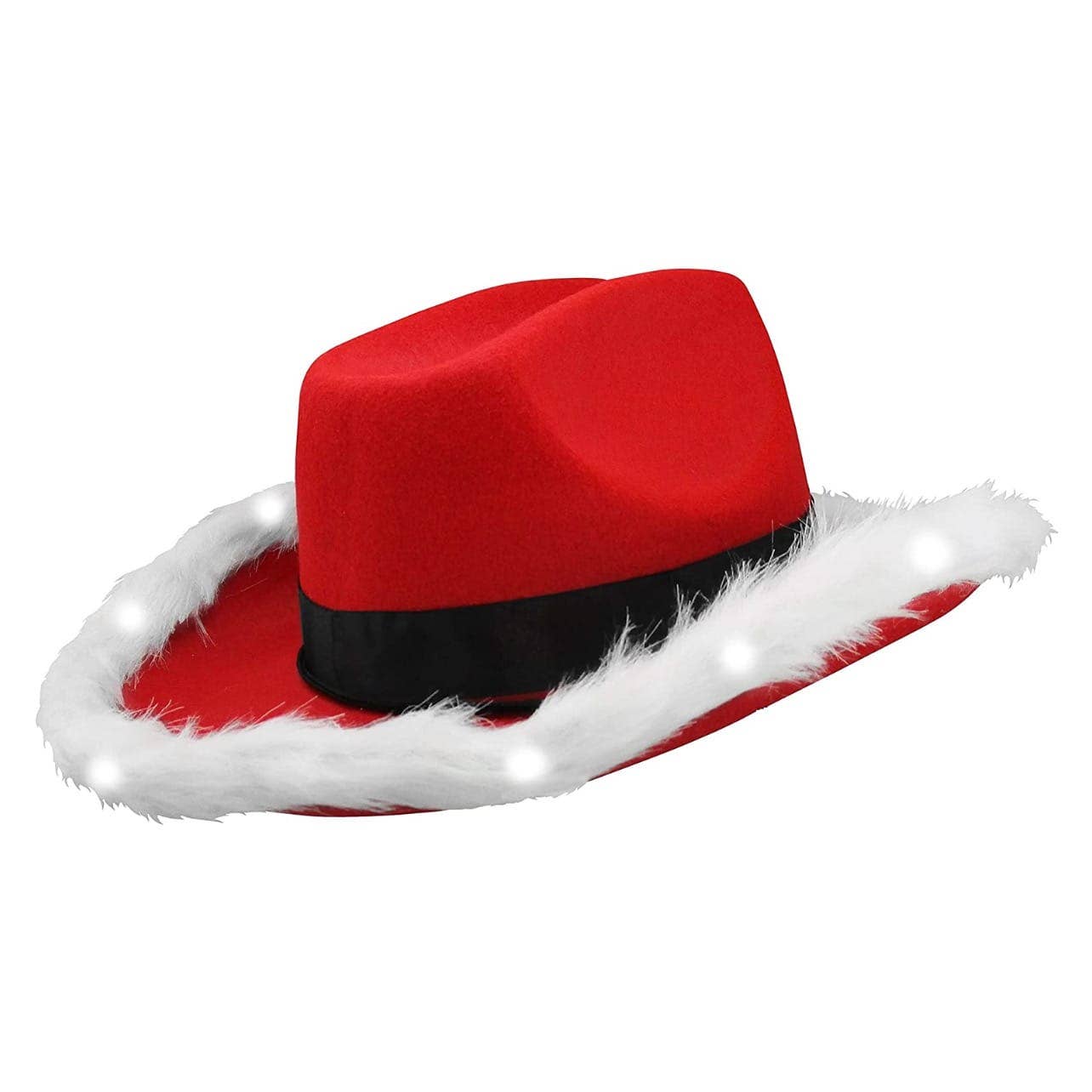LED Flashing Christmas Cowboy Santa Western Hat