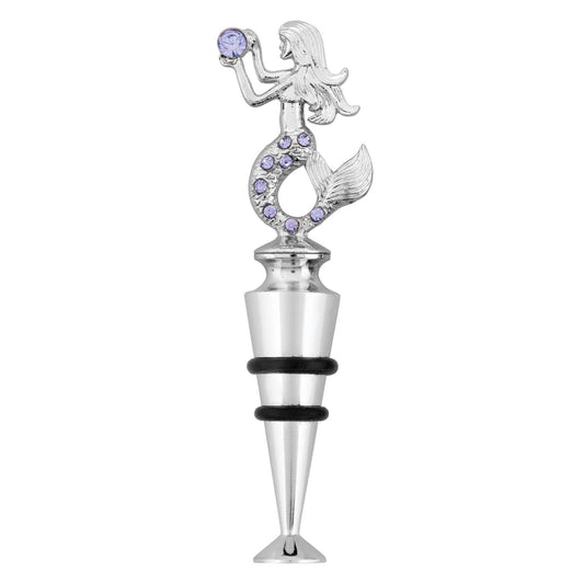 Crystal Mermaid Wine Bottle Stopper: Crystal, Zinc Alloy / 4 3/4" L