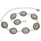 Women's Western Oval Concho Chain Belt with Stones: Cream