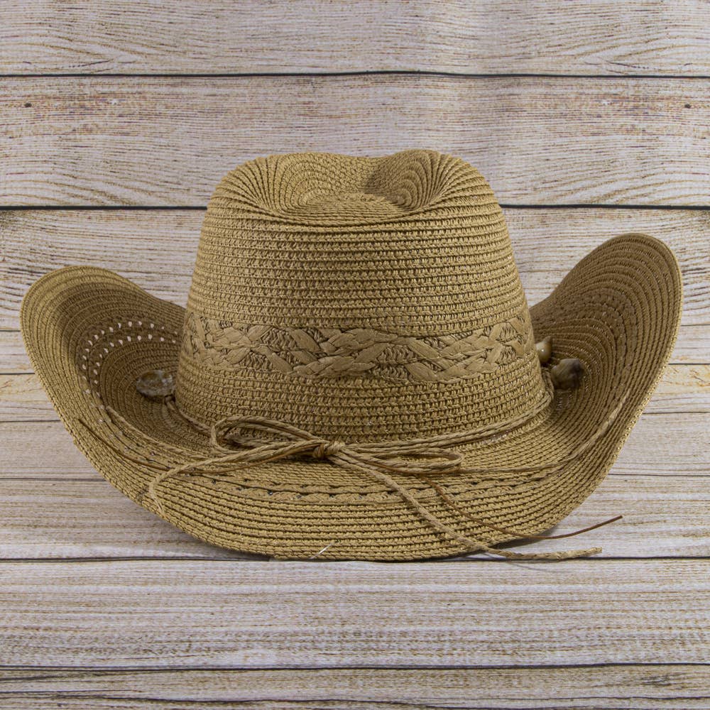 Shell Bead Band Straw Cowboy Hat