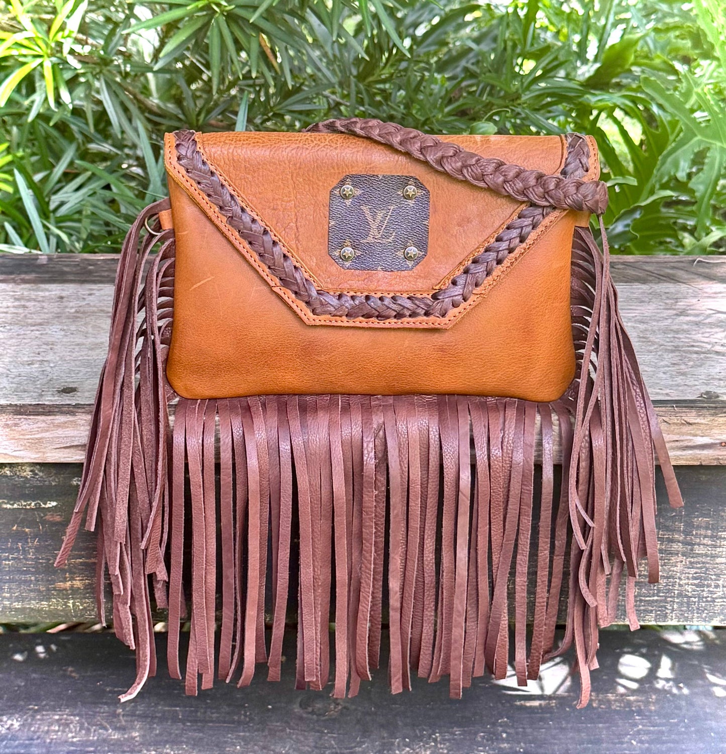 LV Leather Fringe Crossbody Bag Western