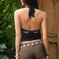 DAVINA Beaded Ring Vintage Inspired Cowl Neck Halter Top