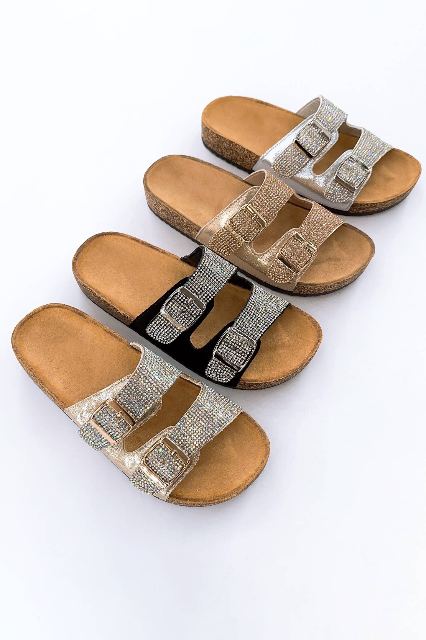 JEWELED BIRKENSTOCK SLIDE: CHAMPAGNE / B18