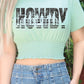 HOWDY COWBOYS GRAPHIC SMOCKED CROP TOP : PEACH