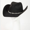 Rhinestone Studded Strap Western Cowboy Hat: BK