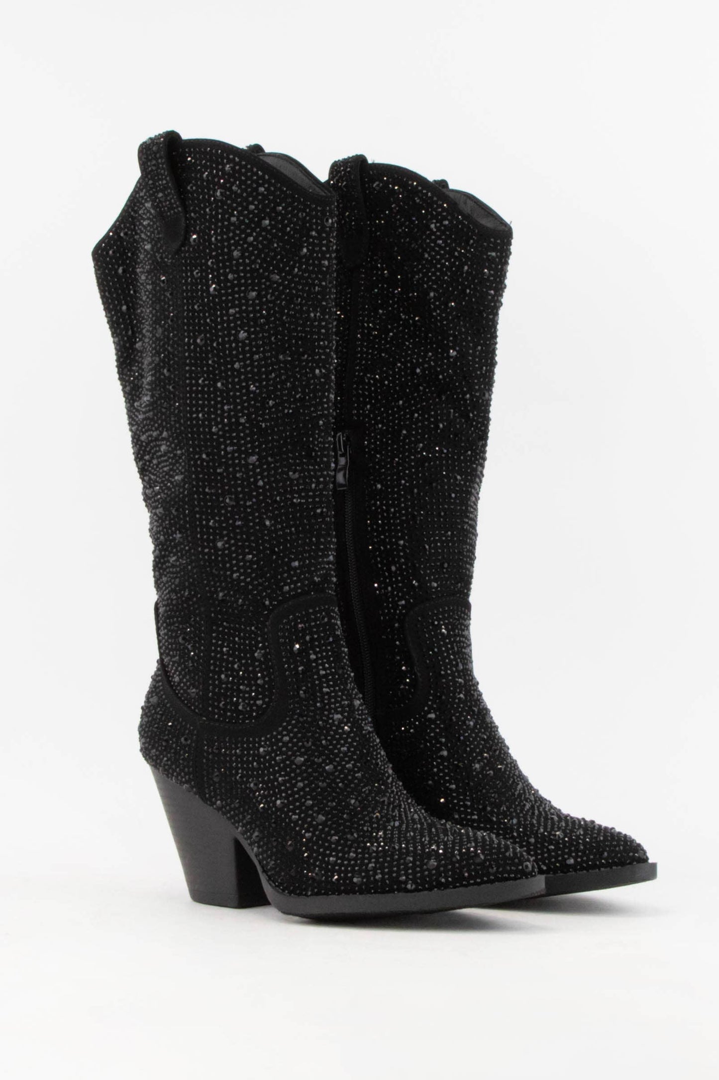 RHINESTONE JEWELED MID-CALF GLAM WESTERN BOOTS