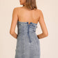 Lace-Up Stretch Denim Mini Dress