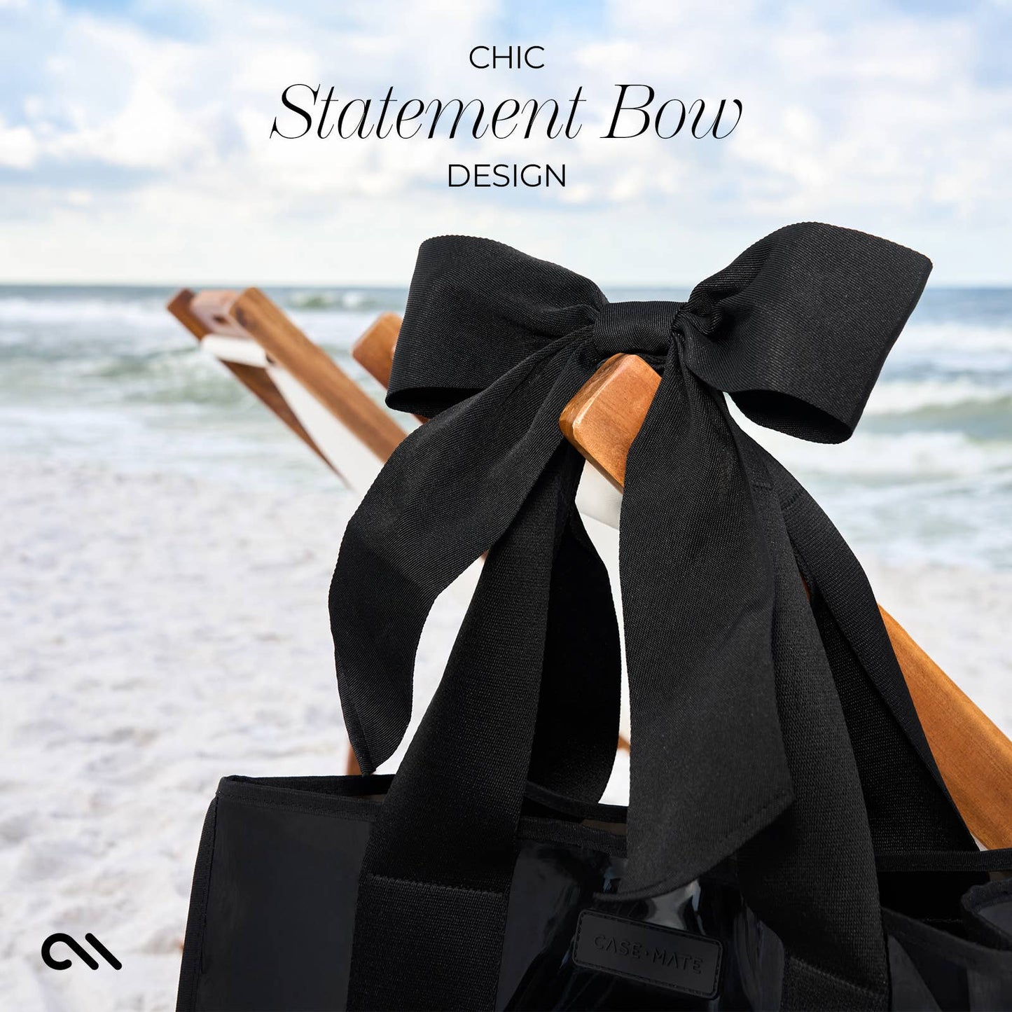 Special Edition Bow Midnight Black Beach Tote w/ Phone Pouch