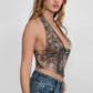 CAMOU Camo Print Halter Bustier Corset Top: Blush Multi