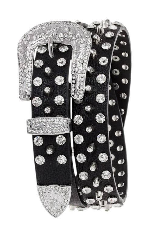 Mixed Studs Crystals Fashion Belt