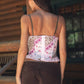 ESME Vintage Mesh Print Bustier Corset Cami Top With Bow: Multi-Colored / 3 SMALL 2 MEDIUM 1 LARGE