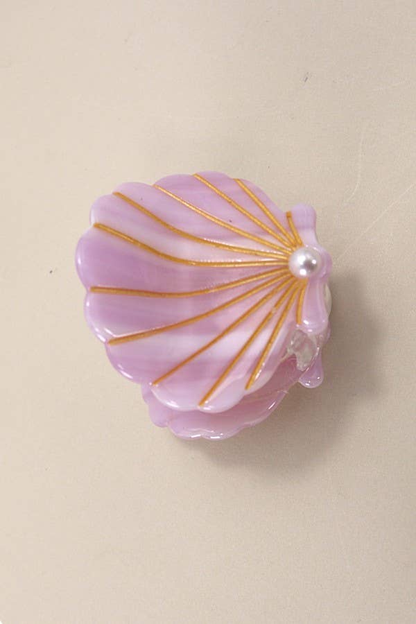 BEACH OCEAN CELLULOSE SEASHELL HAIR CLAW CLIPS | 40H782: White