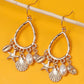 TEARDROP DANGLE CHARM EARRINGS-SHELL STAR  FISH | 80E61174: GOLD
