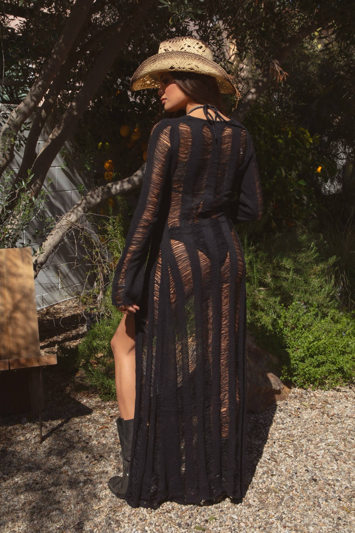 BREEZE Distressed Ladder Knit Cover Up