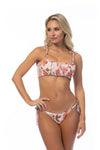 522024-FLORAL RUCHED BANDEAU BIKINI SET