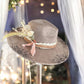 Suede Rancher Hat, Cowboy Hat | Sunflower Floral Brim: Beige