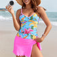 Printed Tankini Top with Scalloped Skirted Swim Bottom