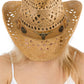 Longhorn Monochrome Belt Crochet Woven Cowboy Hat: Hot Pink