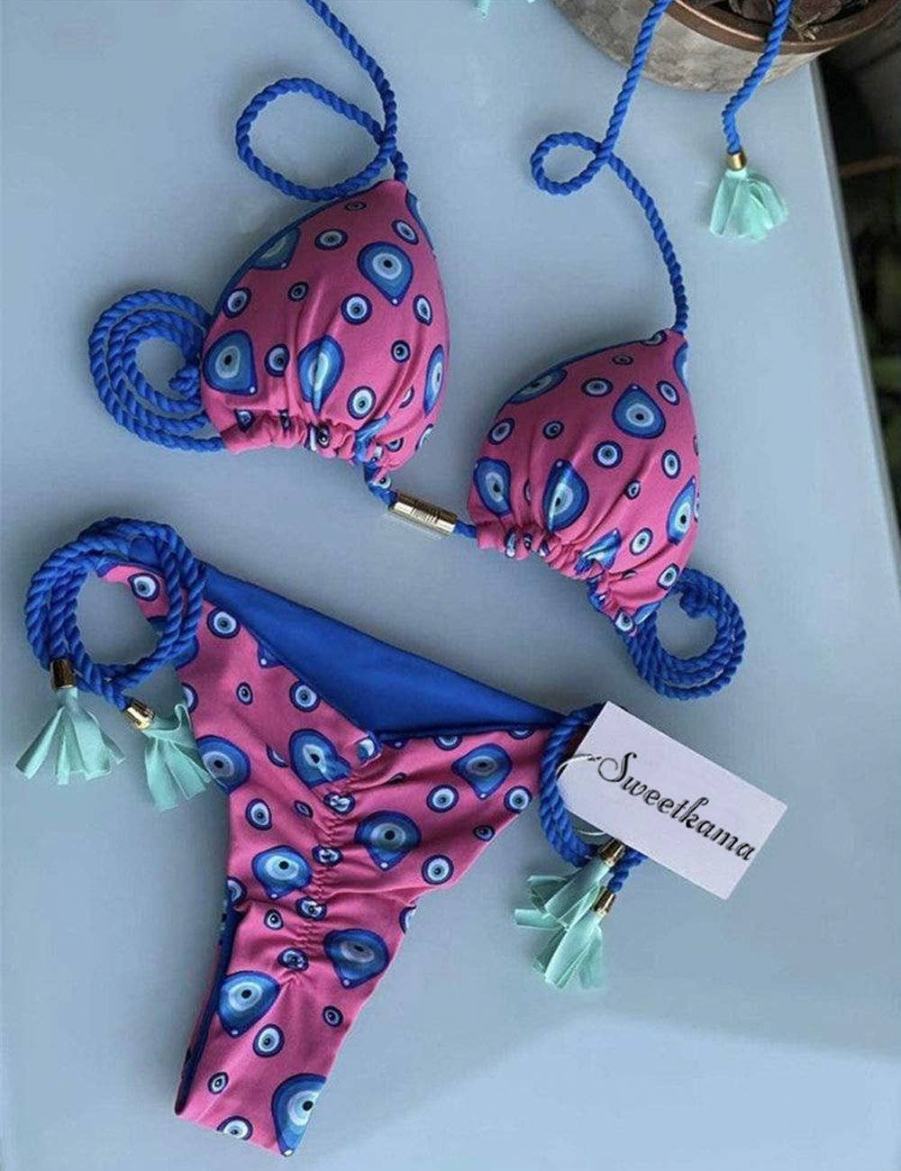 Ladies String Tie Halter Strap Sexy Bikini Set