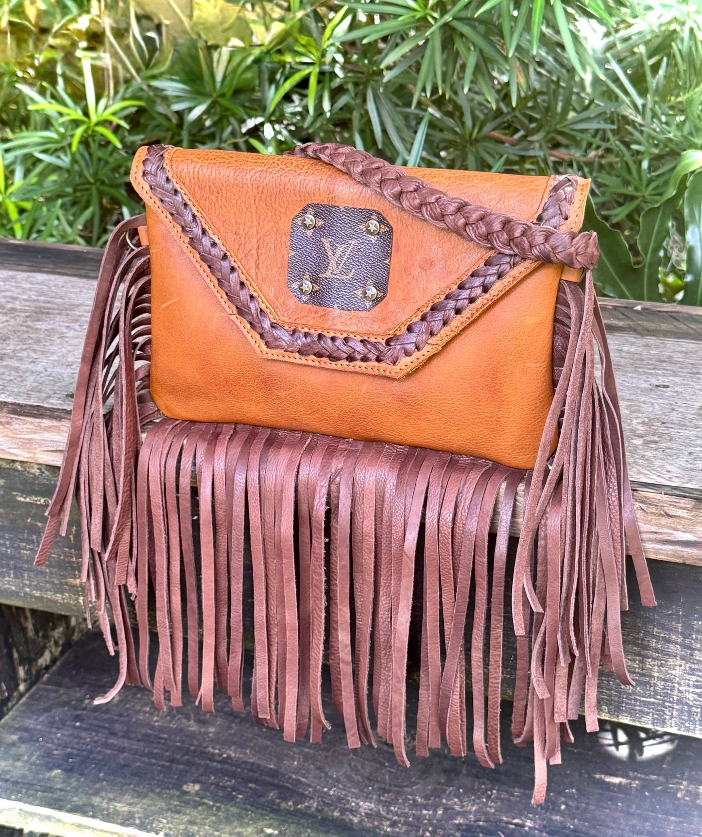 LV Leather Fringe Crossbody Bag Western