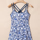 Sky Blue Crossed Back Floral Print swim dress
