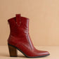 The Tara | Red Two paneled western boot
