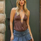 MONETTE Low Rise Washed Denim Pleated Mini Skirt With Shorts: