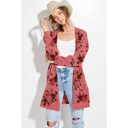 Floral print Knit casual style Cardigan