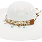 Blue Coastal Starfish Belt Floppy Straw Sun Hat