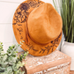 Youth Floral Burned Hat: Camel