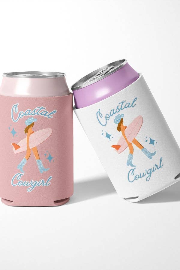 Brunette Coastal Cowgirl Can Cooler