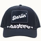 DARLIN' Bejeweled Glitz Athletic Trucker Cap + Leatherette: Rose