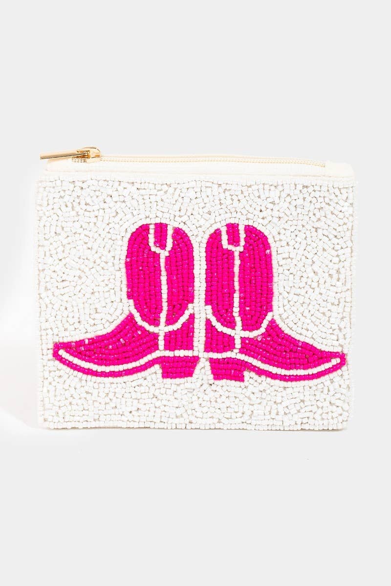 Pink Seed Beaded Coin Purse