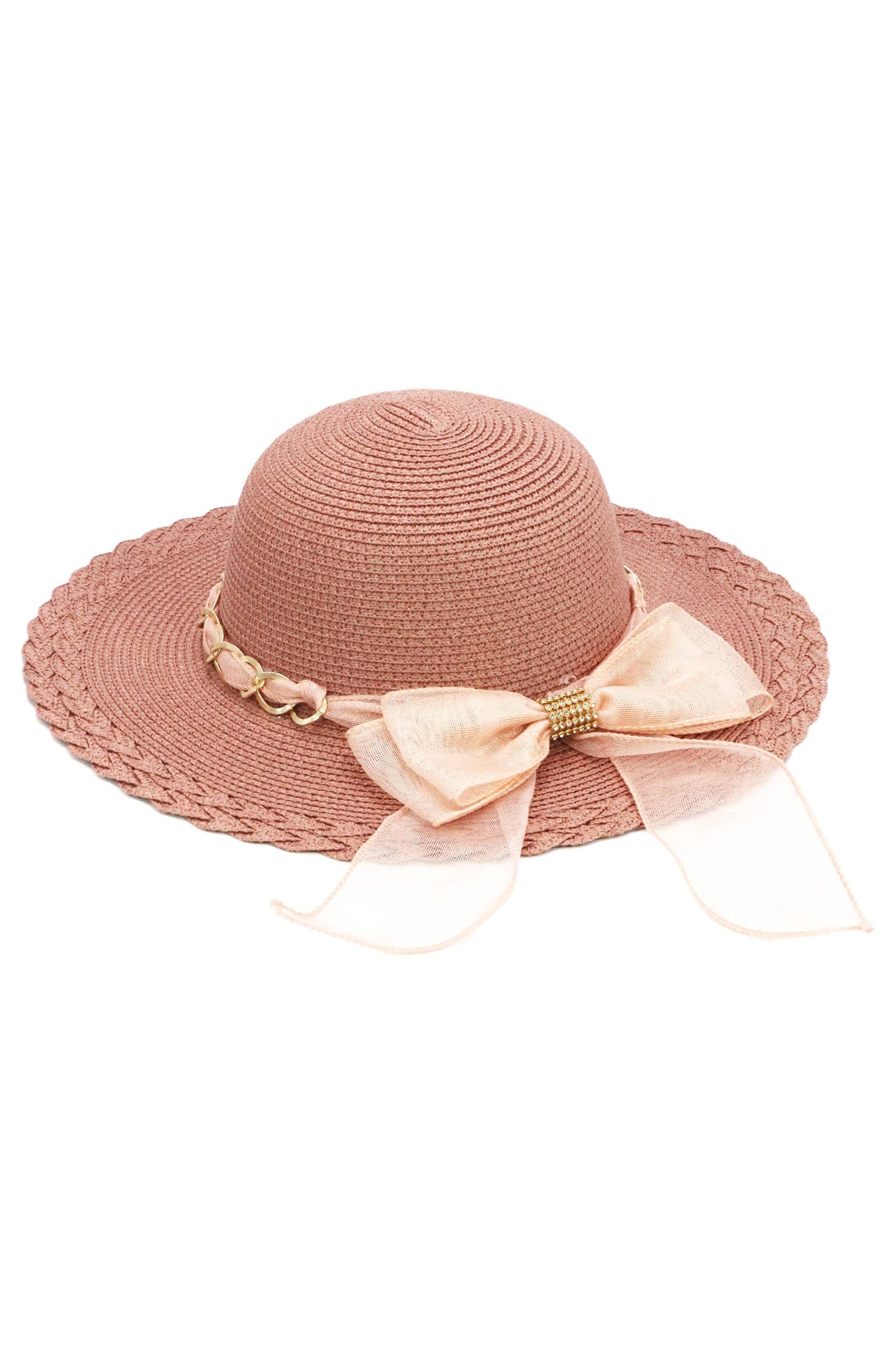 Kids Scallop Hem Paper Straw Floppy Sun Hat