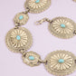 Sunburst Concho Chain Belt With Turquoise Stones: G
