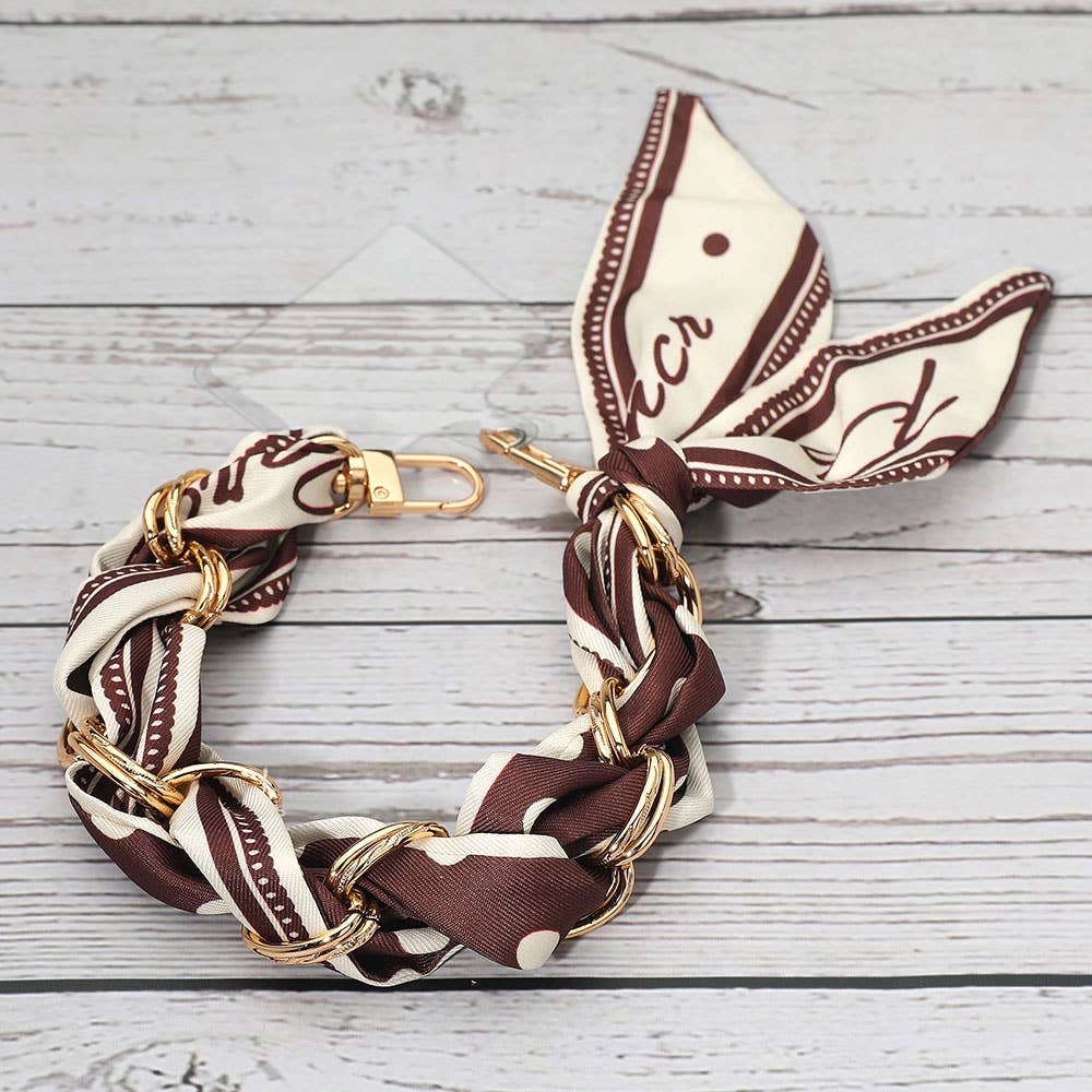 Fabric Scarf Chain Phone Holder Wristlet Strap: Beige