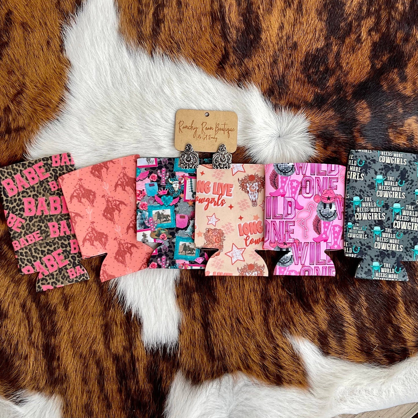 Western Rowdy Country Koozie: Regular / Boho Long Live Cowgirls