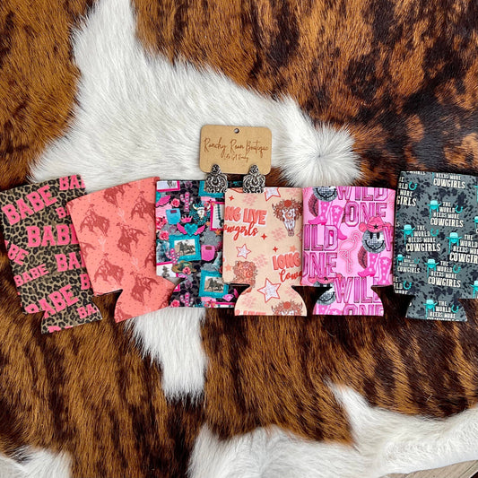 Western Rowdy Country Koozie: Regular / Boho Long Live Cowgirls