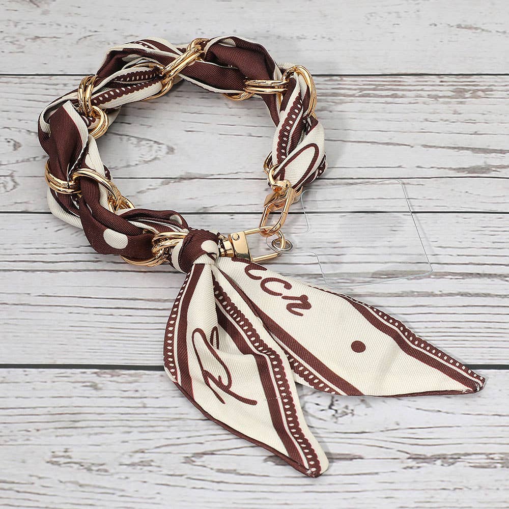 Fabric Scarf Chain Phone Holder Wristlet Strap: Beige
