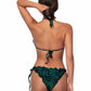 P1941-RUFFLED TRIM PRINTED TRIANGLE BIKINI SET