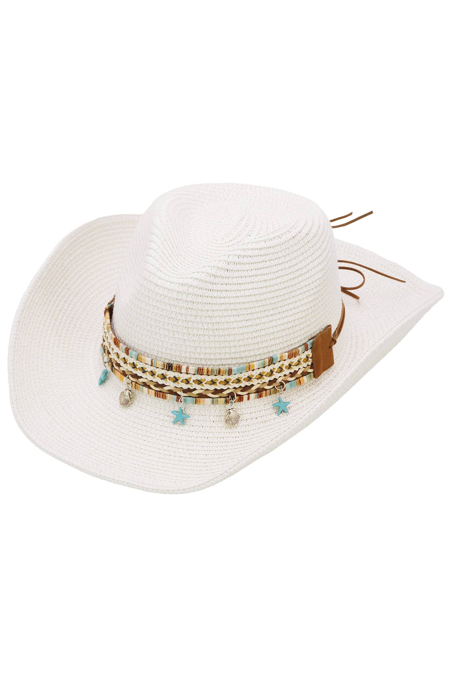Blue Starfish Straw Coastal Cowgirl Hat: TAN / ONE SIZE
