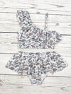 Camouflage Printed Two Piece Ruffle Swimsuit