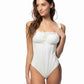 623133-SOLID EYELET ONE PIECE RUFFLE TRIM SWIMSUIT
