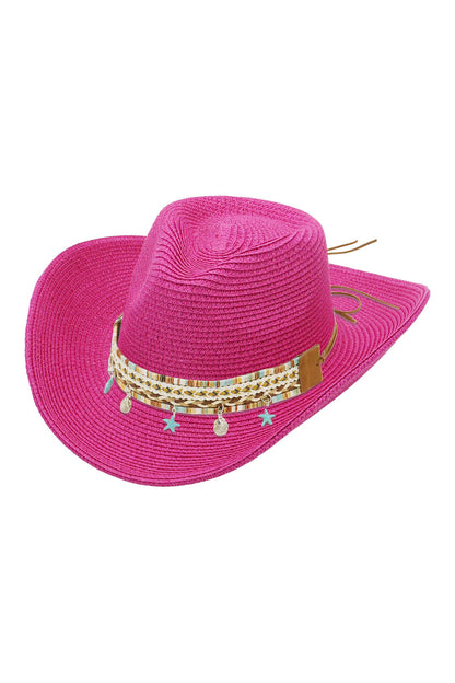 Blue Starfish Straw Coastal Cowgirl Hat